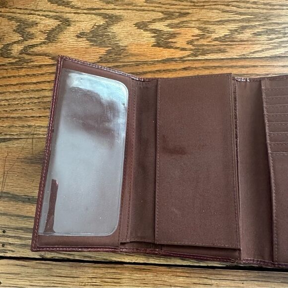 Fossil Tri-Fold Wallet + check book set Brown Leather Zipper back pocket Vintage - Picture 9 of 9